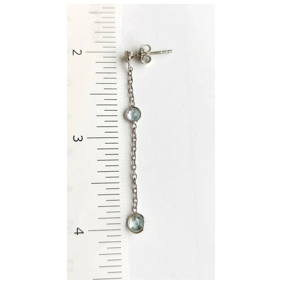 NEW, sterling silver Sky Blue Topaz dangle drop earrings - Picture 3 of 6